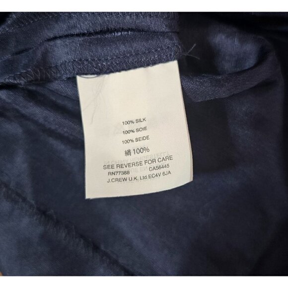 NWT J.Crew navy blue one shoulder silk top with ruffles balloon sleeve size 12P - Picture 7 of 8